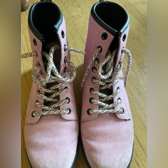 Dr. Martens suede Pink Lace-Up Women's Boots - Picture 2 of 13
